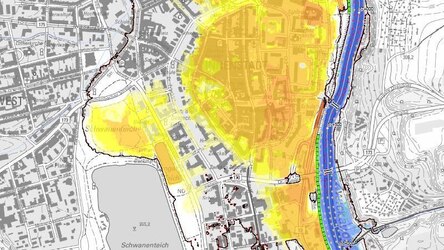 Hochwassergefahrenkarte für Zwickau