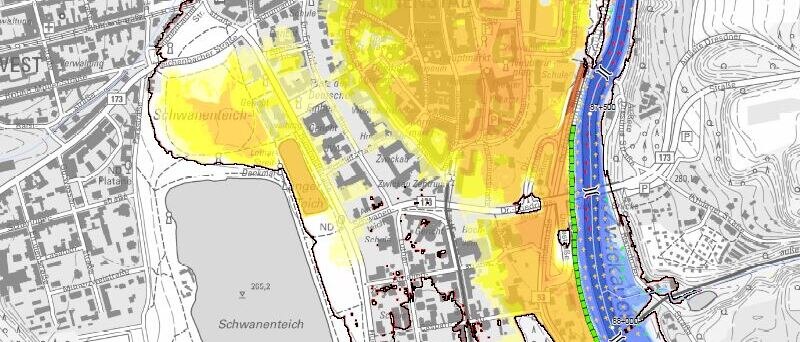 Hochwassergefahrenkarte für Zwickau