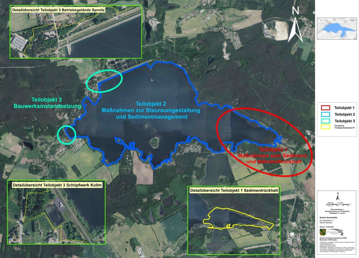 Übersichtsplan der geplanten Sanierungsmaßnahmen an der Talsperre Quitzdorf