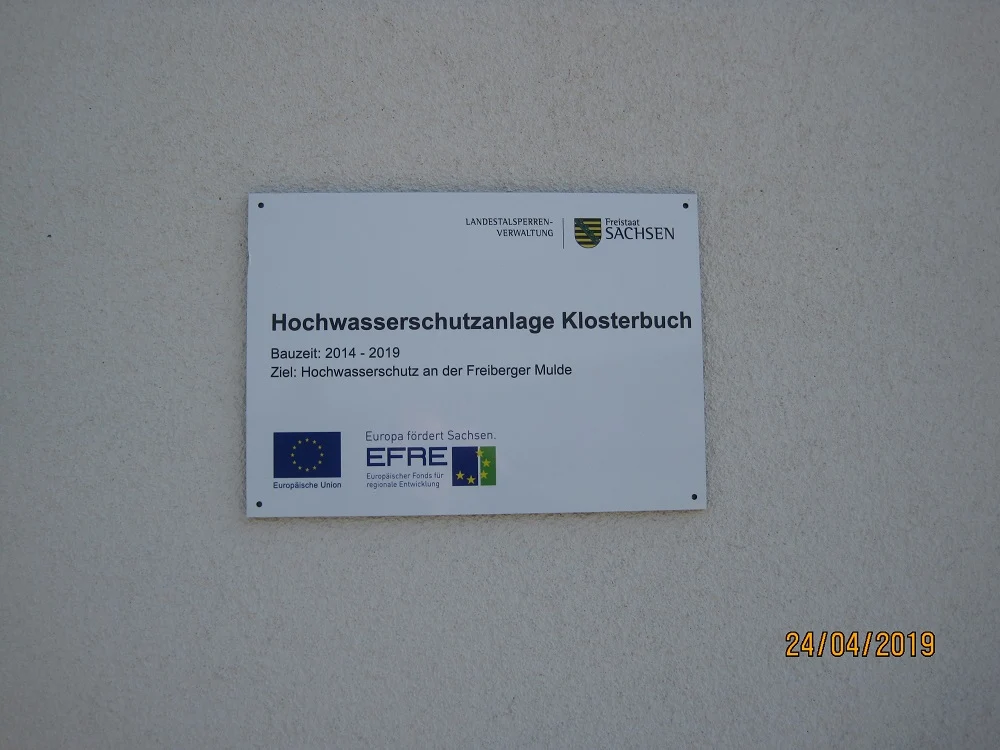 Informationsschild zur EU-Förderung