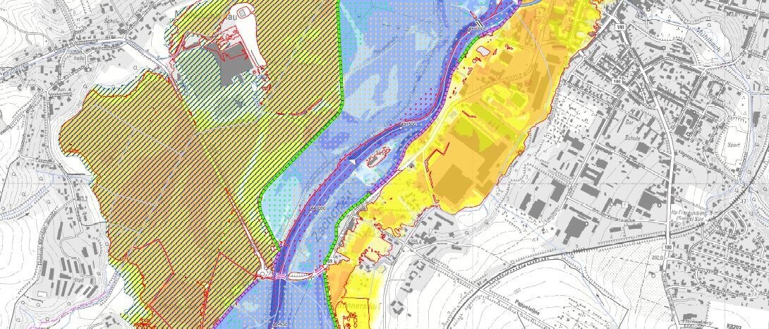 Hochwassergefahrenkarte der Stadt Frankenberg bei HQ100