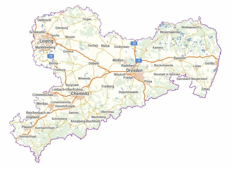 Karte von Sachsen